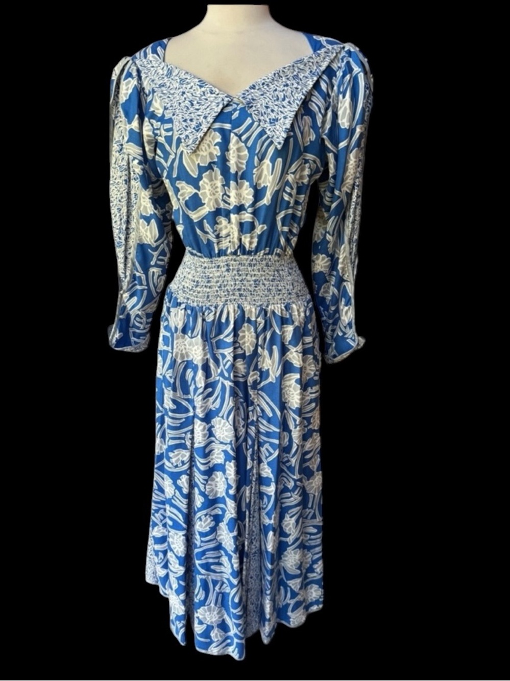 NWOT 1980s/Early 90s Jeanne Marc Rayon/Cotton Blend Prairie Smocked‎ Waist Maxi